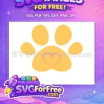 Free Yellow Paw Print Free Pink Heart Love Cat Free SVG - Instant Download