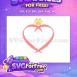 Free Pink Heart Free Yellow Paw Cat Love Silhouette Free SVG - Instant Download