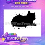 Free Lying Down Cat Silhouette Free Ink Splatter Feline Pet Design Free SVG - Instant Download