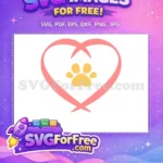 Free Pink Heart Outline Free Yellow Paw Print Cat Love Free SVG - Instant Download