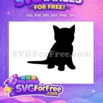 Free Sitting Black Cat Free Kitten Outline Pet Animal Free SVG - Instant Download