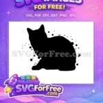 Free Black Cat Silhouette Free Ink Splatter Art Feline Free SVG - Instant Download