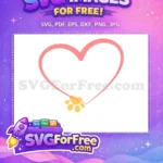Free Pink Heart Outline Free Yellow Cat Paw Cat Silhouette Love Free SVG - Instant Download