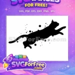Free Black Cat Silhouette Free Posing Feline Figure Free SVG - Instant Download
