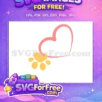 Free Pink Heart Outline Free Yellow Cat Paw Cat Silhouette Free SVG - Instant Download