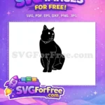 Free Sitting Black Cat Free Feline Silhouette Design Free SVG - Instant Download