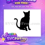 Free Sitting Black Cat Free Long Curvy Tail Pet Free SVG - Instant Download
