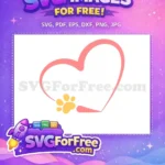 Free Cat Paw Print Free Pink Heart Silhouette Pet Love Free SVG - Instant Download