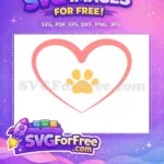 Free Yellow Paw Print Free Pink Heart Love Cat Silhouette Free SVG - Instant Download
