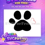 Free Black Cat Paw Free Pink Heart Love Pet Free SVG - Instant Download