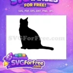 Free Sitting Cat Silhouette Free Black Cat Pet Graphics Free SVG - Instant Download
