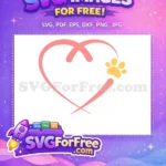 Free Pink Heart Love Free Yellow Paw Print Cat Lover Free SVG - Instant Download