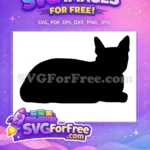 Free Lying Down Cat Free Black Silhouette Feline Pet Design Free SVG 1 - Instant Download