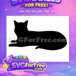 Free Black Cat Silhouette Free Elegant Curled Tail Feline Design Free SVG - Instant Download