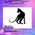 Free Sitting Cat Silhouette Free Elegant Pose Looking Back Black Feline Pet Free SVG - Instant Download