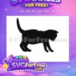 Free Prowling Cat Stance Free Minimalist Black Design Feline Pet Lover Free SVG - Instant Download