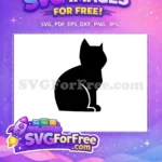 Free Black Cat Silhouette Free Sitting Cat Pose Feline Pet Design Free SVG 2 - Instant Download