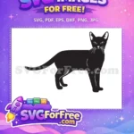 Free Sleek Black Cat Free Curious Whiskers Cat Silhouette Free SVG - Instant Download