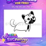 Free Smiling Striped Head Cat Free Black White Silhouette Cartoon Free SVG - Instant Download