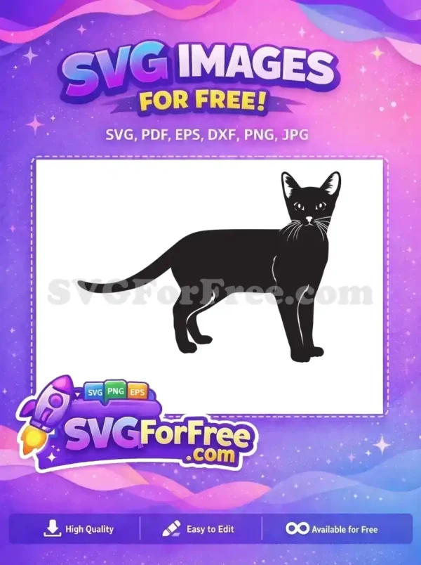A stylish free black cat silhouette SVG, ready for instant download. This elegant feline design is ideal for free crafting projects.