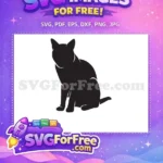 Free Black Cat Silhouette Free Poised Sitting Pet Free SVG - Instant Download