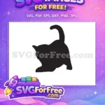 Free Crouching Black Cat Free Playful Pose Cat Silhouette Free SVG - Instant Download
