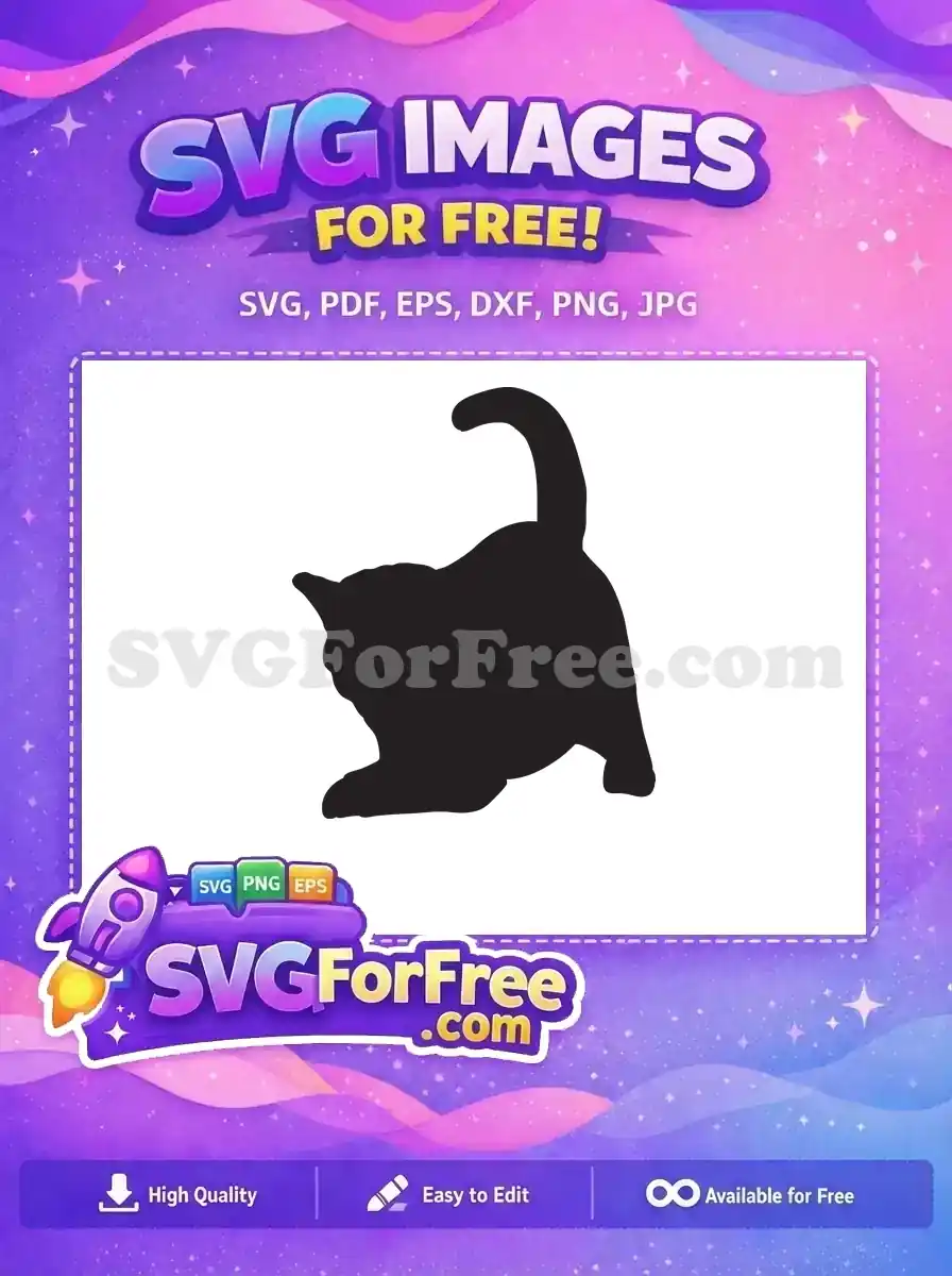 A playful black cat silhouette, a free SVG design for animal-themed crafts, digital art, and personal projects. Download this free vector now!