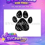 Free Black Scribble Paw Free Hand Drawn Sketch Cat Silhouette Free SVG - Instant Download