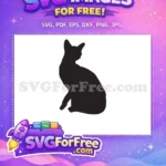 Free Sitting Black Cat Free Side Profile Cat Silhouette Free SVG - Instant Download