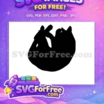 Free Curled Up Sleeping Cat Free Black Silhouette Kitty Free SVG - Instant Download