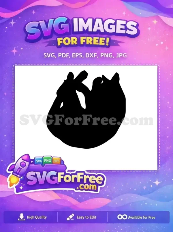 A free, abstract black silhouette SVG design, resembling a curled-up organic shape or a stylized heart. Perfect for free creative projects.