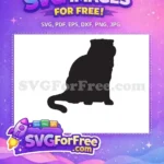 Free Fluffy Persian Cat Free Sitting Silhouette Feline Pet Design Free SVG - Instant Download