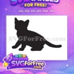 Free Sitting Black Cat Free Kitten Silhouette Animal Design Free SVG - Instant Download
