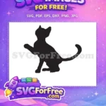Free Black Cat Waving Paw Free Sitting Silhouette Design Free SVG - Instant Download