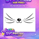 Free Cute Cat Nose Whiskers Free Black Silhouette Feline Face Free SVG - Instant Download