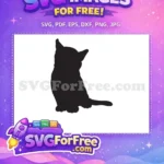 Free Sitting Cat Silhouette Free Looking Back Pose Feline Pet Free SVG - Instant Download