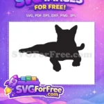 Free Lying Down Cat Free Relaxed Stretching Pose Black Free SVG - Instant Download