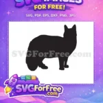 Free Standing Fluffy Cat Free Black Silhouette Cat Design Free SVG - Instant Download