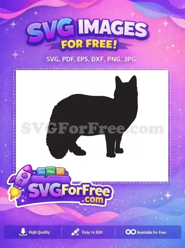 A detailed free SVG silhouette of a majestic fox standing, perfect for various creative and craft projects. This free design is highly versatile.