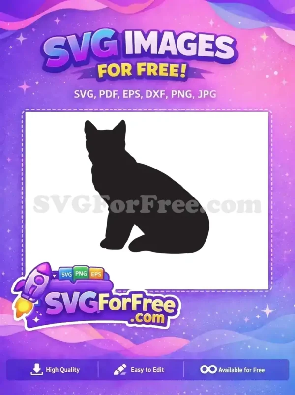 A free design featuring a sleek black silhouette of a sitting cat, ideal for various crafts and digital projects. Instantly download this free SVG vector.