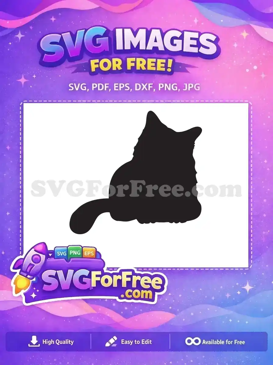 Free cat silhouette SVG, a sleek black feline sitting, perfect for crafts and digital designs.