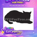 Free Lying Down Cat Silhouette Free Black Feline Design Free SVG 1 - Instant Download