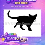 Free Prowling Black Cat Free Walking Pet Silhouette Clipart Free SVG - Instant Download