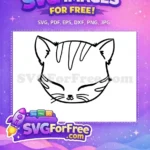 Free Striped Cat Face Free Sleeping Eyes Cute Kitten Free SVG - Instant Download