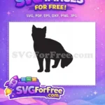 Free Sitting Cat Silhouette Free Fluffy Tail Pet Feline Animal Design Free SVG - Instant Download