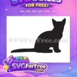 Free Sitting Black Cat Free Simple Elegant Pose Cat Silhouette Free SVG - Instant Download
