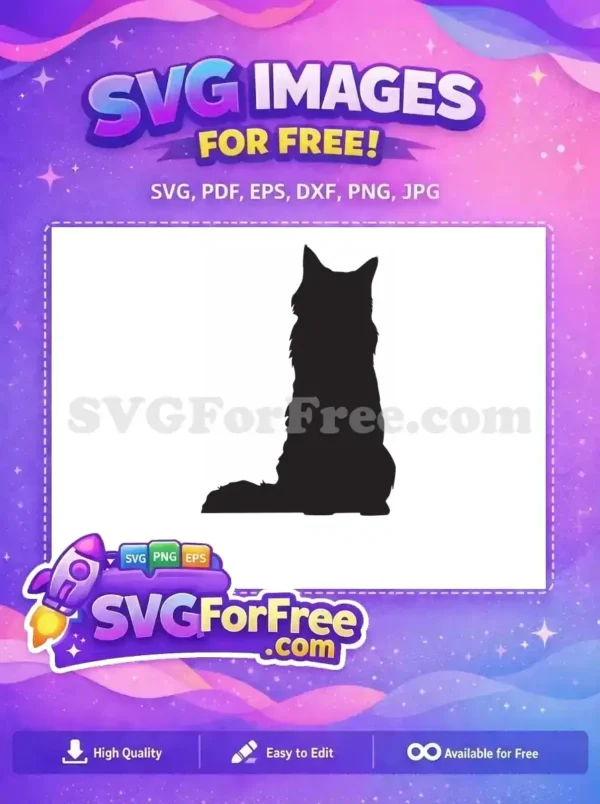 A free sitting dog or wolf silhouette, detailed with furry textures. This free vector art is ideal for animal-themed projects.