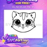 Free White Cat Eyes Free Black Cat Silhouette Halloween Free SVG - Instant Download