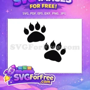 Discover this free bear paw print SVG, a bold black silhouette perfect for nature-themed designs and crafts. Easily customizable free vector.