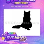 Free Black Cat Silhouette Free Sitting Cat Outline Design Free SVG 2 - Instant Download